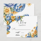 Cartons Réponse Mariage Blue Peony et Yellow Daisy (Devant / Derrière)