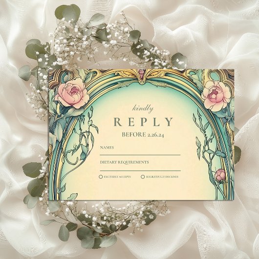 Cartons Réponse Mariage Blush Blue Garden