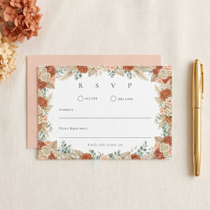 Cartons Réponse Mariage Bohème de Terracotta Floral d'Automne