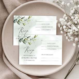 Cartons Réponse Mariage bohème feuilles d'eucalyptus verdure