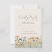 Cartons Réponse Mariage Bohème Fleur Orange Bleu Beige (Devant)