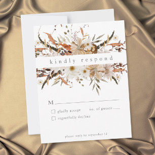 Cartons Réponse Mariage Bohème Floral Automnal Neutre Rustique