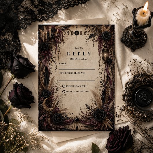 Cartons Réponse Mariage Bohème Gothique