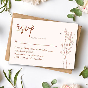 Cartons Réponse Mariage Bohème Minimaliste Terracotta Orange Brûlé