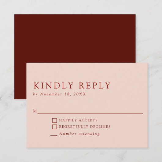 Cartons Réponse Mariage Bohème Répondre Kindly Élégant Burnt Orang (Devant / Derrière)