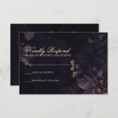 Cartons Réponse Mariage bohémien mauve gothique floral (Devant / Derrière)