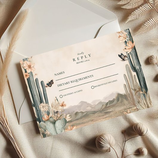 Cartons Réponse Mariage Boho du désert Cactus