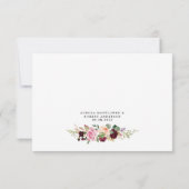 Cartons Réponse Mariage Boho Floral Bourgogne Rose Peach Or (Dos)