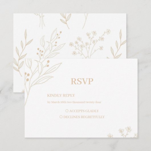 Cartons Réponse Mariage Boho Floral Corner beige (Devant / Derrière)