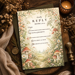Cartons Réponse Mariage Boisée Champignon Enchanté