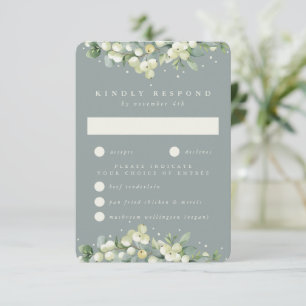 Cartons Réponse Mariage bordé d'Eucalyptus et de Snowberry Seafoam