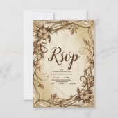 Cartons Réponse Mariage botanique Art Nouveau Gold (Devant)