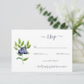 Cartons Réponse mariage botanique bleu bleus (Debout devant)