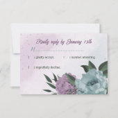 Cartons Réponse mariage botanique de fleurs bleues violettes (Devant)