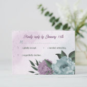 Cartons Réponse mariage botanique de fleurs bleues violettes (Debout devant)