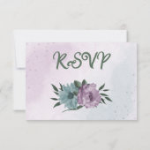 Cartons Réponse mariage botanique de fleurs bleues violettes (Dos)