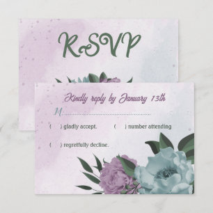 Cartons Réponse mariage botanique de fleurs bleues violettes