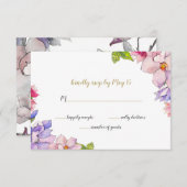 Cartons Réponse Mariage Botanique de Jardin Floral Rose et Or (Devant / Derrière)