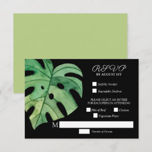 Cartons Réponse Mariage botanique de la feuille de Monstera tropic