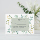 Cartons Réponse Mariage botanique de l'Eucalyptus bleu marine (Debout devant)