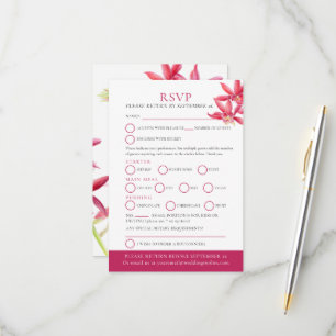 Cartons Réponse Mariage botanique de l'orchidée rouge