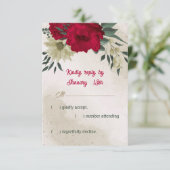 Cartons Réponse mariage botanique des fleurs jaune pâle rouge (Debout devant)