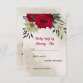 Cartons Réponse mariage botanique des fleurs jaune pâle rouge (Devant / Derrière)