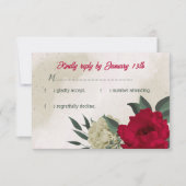Cartons Réponse mariage botanique des fleurs jaune pâle rouge (Devant)