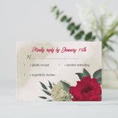 Cartons Réponse mariage botanique des fleurs jaune pâle rouge (Debout devant)