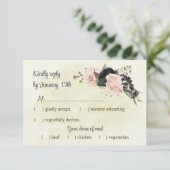 Cartons Réponse mariage botanique des fleurs rose vif noir (Debout devant)