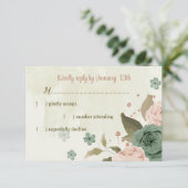 Cartons Réponse mariage botanique des fleurs vert sauge (Debout devant)