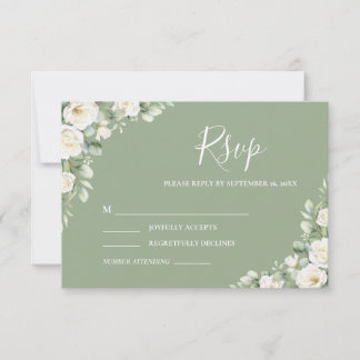 Cartons Réponse Mariage Botanique Élégant Floral Vert