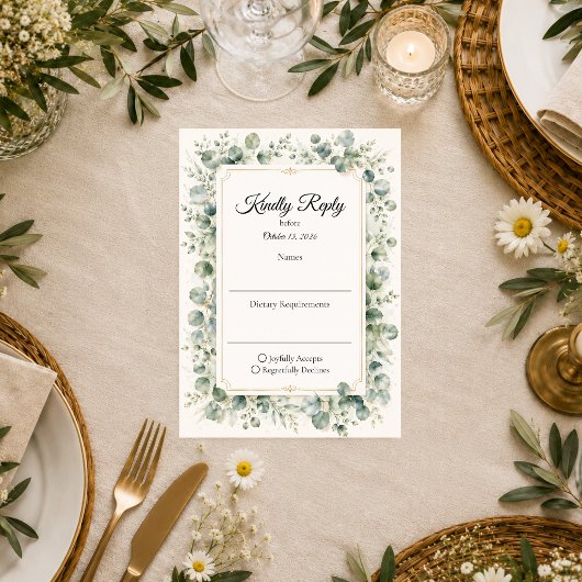 Cartons Réponse Mariage Botanique Eucalyptus