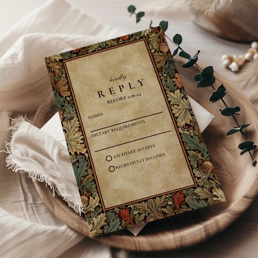Cartons Réponse Mariage Botanique Feuillage Vintage