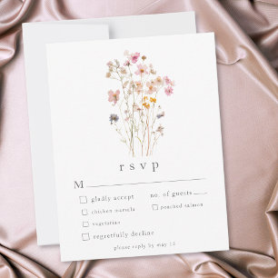 Cartons Réponse Mariage Botanique Fleur Sauvage Pressée Bohème Min