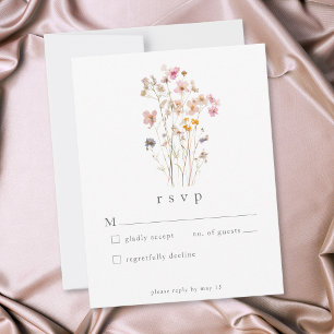 Cartons Réponse Mariage Botanique Fleur Sauvage Pressée Bohème Min