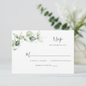 Cartons Réponse Mariage Botanique Floral Eucalyptus Script (Debout devant)