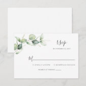 Cartons Réponse Mariage Botanique Floral Eucalyptus Script (Devant / Derrière)