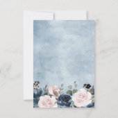 Cartons Réponse Mariage Botanique Floral Rose Pâle Bleu Poussière (Dos)