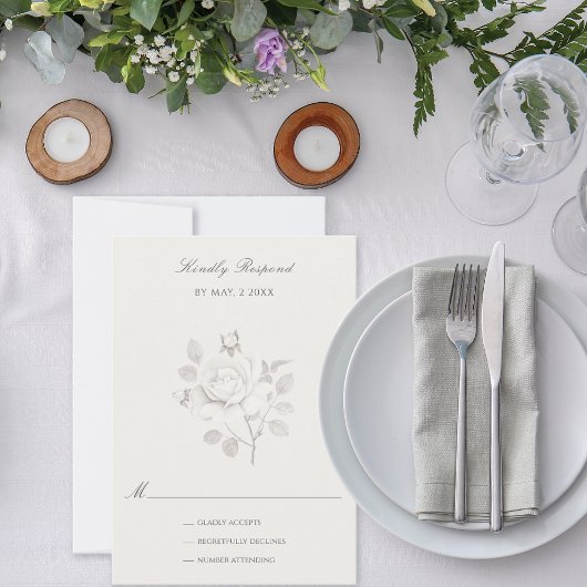 Cartons Réponse Mariage Botanique Rose Moderne