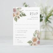 Cartons Réponse Mariage botanique Rose Pêche Rose Poussiéreuse (Debout devant)