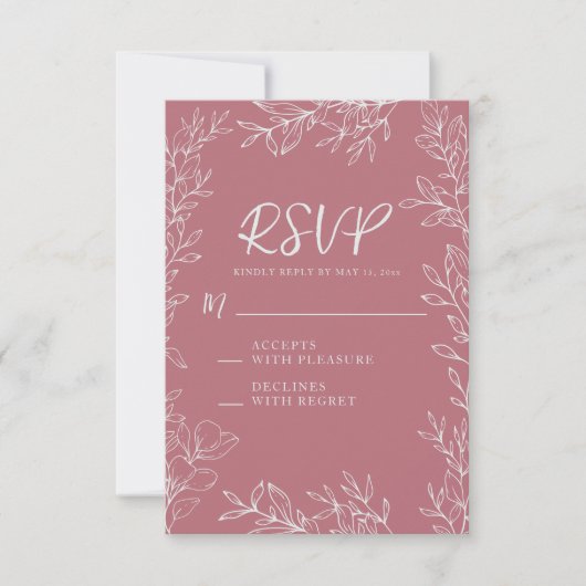 Cartons Réponse Mariage Botanique Rose Poussiéreuse (Devant)