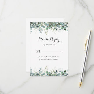 Cartons Réponse Mariage Botanique Rustique Eucalyptus Verdure