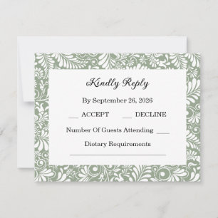 Cartons Réponse Mariage botanique vert élégant
