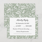 Cartons Réponse Mariage Botanique Vert Élégant (Devant / Derrière)