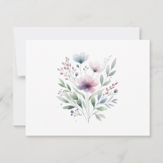 Cartons Réponse Mariage Botanique Vert Sauge et Pourpre Prune (Dos)