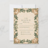 Cartons Réponse Mariage Botanique Vert Vintage (Devant)