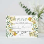 Cartons Réponse Mariage botanique vintage jaune Aquarelle (Debout devant)