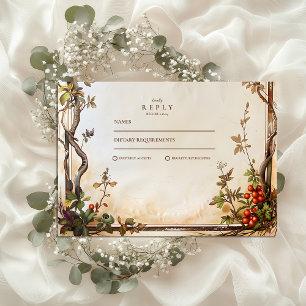 Cartons Réponse Mariage Branche de Baies Rustique