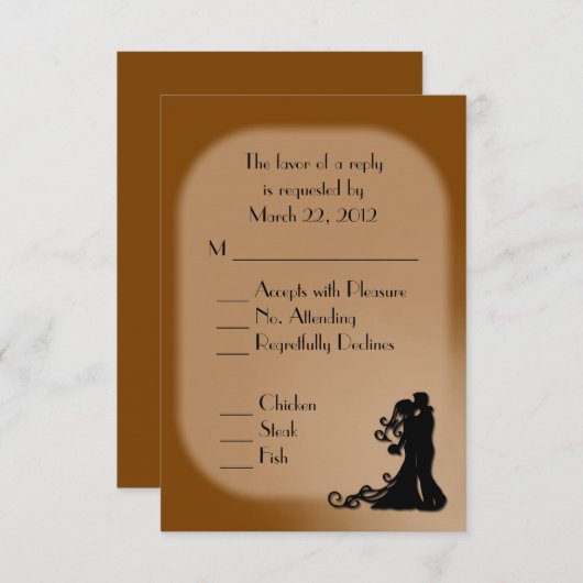 Cartons Réponse Mariage Brown au chocolat de mariée et de chambre (Devant / Derrière)